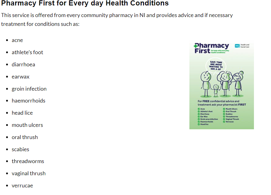 Pharmacy first for everyday conditions